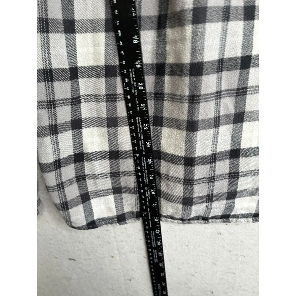 The North Face Mens Plaid Flannel Shirt Grey Black White Long Sleeve S P 6443 NF